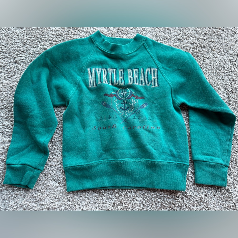 Vtg Myrtle Beach Sweatshirt Toddler Kids 4-5 South Carolina Color Green 80s 90s